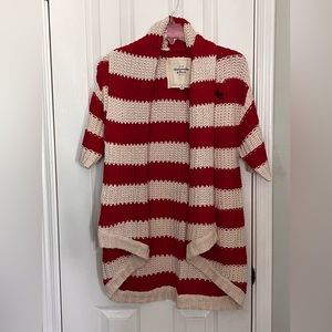 ABERCROMBIE £ FITCH WOMENS SWEATER, RED & WHITE STRIPE, size medium